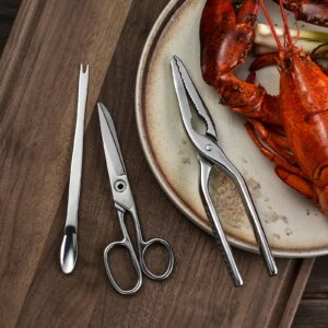 Crab Leg Crackers and Tools Set - Lobster Cracker, Scissors, Picker/Fork for Seafood Boil and Nut Opener - Full Stainless Steel