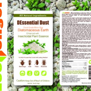 EcoVenger DEssential Dust, Kills Bed Bug, Roaches, Ants, Fleas, Crawling Insect Repellent, Food Grade Diatomaceous Earth Micro-Powder Triple Powered Peppermint/Lemongrass/Eucalyptus