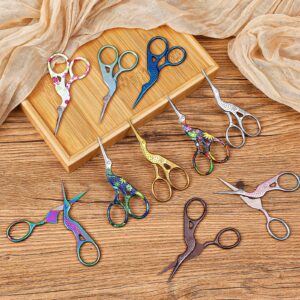 10 Pcs Stork Scissors Embroidery Scissors Bulk 3.6 Inch Stainless Steel Small Craft Scissors Rainbow Cross Stitch Sewing Crochet Scissors DIY Tools Dressmaker Scissors