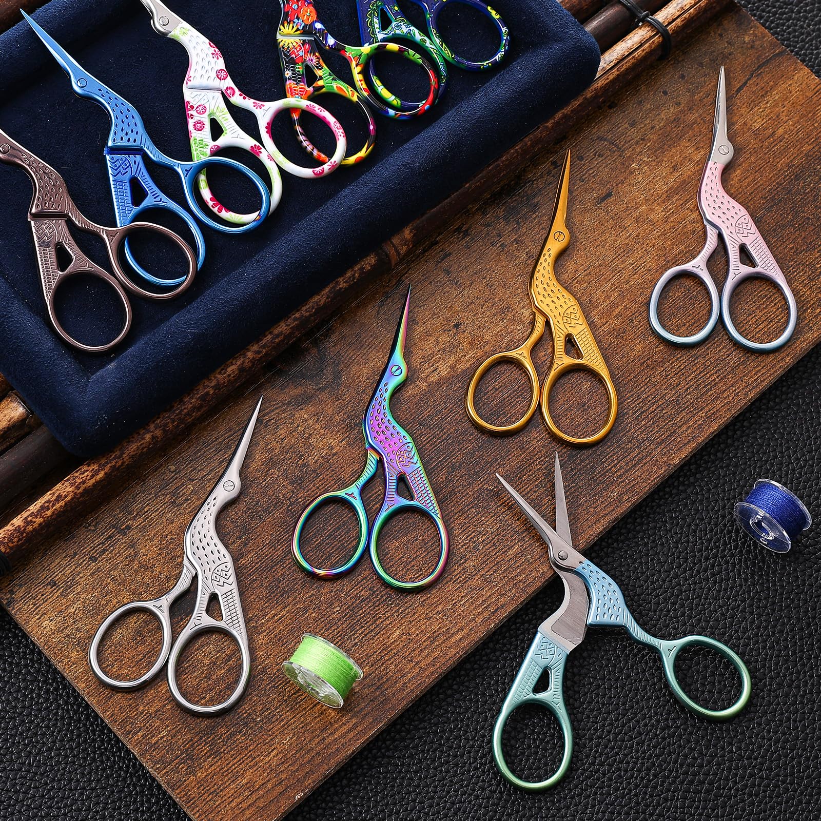 10 Pcs Stork Scissors Embroidery Scissors Bulk 3.6 Inch Stainless Steel Small Craft Scissors Rainbow Cross Stitch Sewing Crochet Scissors DIY Tools Dressmaker Scissors