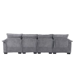 Oversized Modular Sectional Sofa Cloud Couch, Modern Chenille Upholstered Corner Couch, Comfy Boucle Sleeper Sofa&Couches with Double Chaise & Waist Pillows and Memory Foam for Living Room