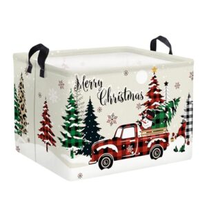 clastyle large plaid truck christmas tree basket snowman gnome merry christmas gift basket kid leopard spots snowflate book shelf basket rectangle toy clothes nursery storage cube