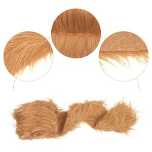 Lusofie 1Pc Faux Fur Fabric Brown Fur 4 x 60inch Fake Craft Fur Fluffy Fuzzy Fur Fabric Precut Strips for Costume DIY Gnomes Beard Santa Claus Hair Dwarf Cosplay Christmas Decoration