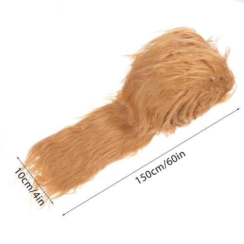 Lusofie 1Pc Faux Fur Fabric Brown Fur 4 x 60inch Fake Craft Fur Fluffy Fuzzy Fur Fabric Precut Strips for Costume DIY Gnomes Beard Santa Claus Hair Dwarf Cosplay Christmas Decoration