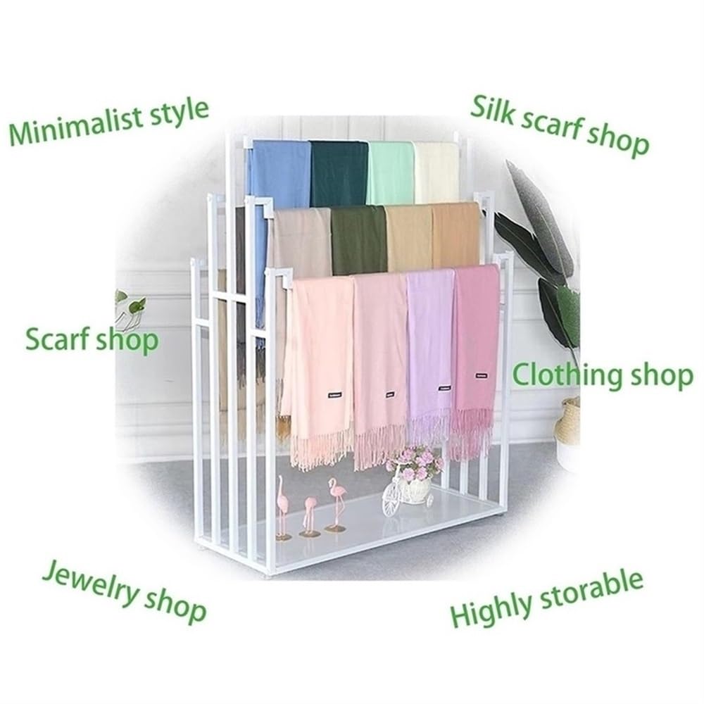 Double Side Scarf Holder Organizer, Stand Floor Standing Scarf Display Stand, Metal Freestanding Scarf Holder, Retail Display Stands for Clothing Retail Stores, Shop(Black,15.7*59.1*59.1in)