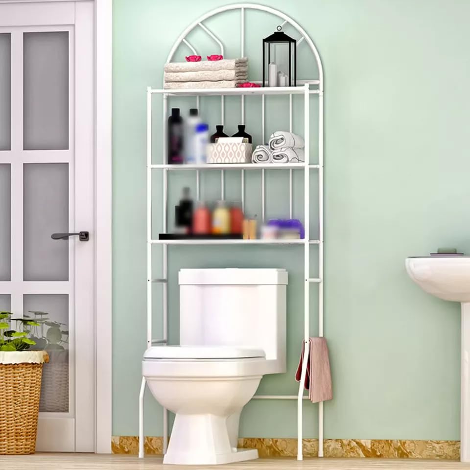 Over The Toilet Storage Rack,Metal 3 Shelf Bathroom Space Saver Over The Toilet Rack,Freestanding Space Saver Toilet Stands,Storage Organizer Accessories Bathroom Cabinet Tower Shelf