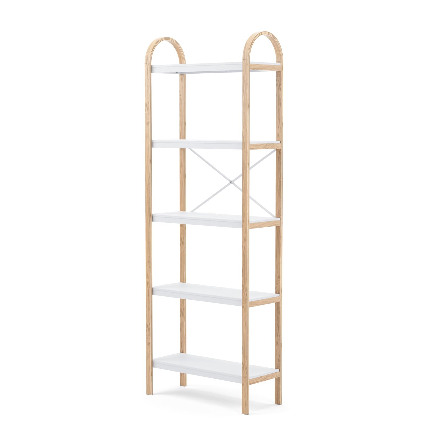 HomeStock Sophisticated Simplicity Freestanding Shelf 5 Tier White/Natural