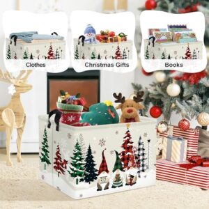 Clastyle Large Plaid Truck Christmas Tree Basket Snowman Gnome Merry Christmas Gift Basket Kid Leopard Spots Snowflate Book Shelf Basket Rectangle Toy Clothes Nursery Storage Cube