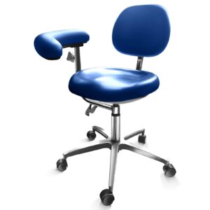 medical dental assistant chair with swivel armrests rolling medical chair, ergonomic, pu leather swivel dentist stool with backrest for clinic, home, laboratory, blue