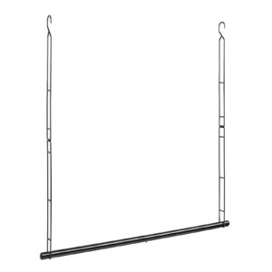 hanging closet rod 48in, 6 height adjustable heavy duty closet rod, black