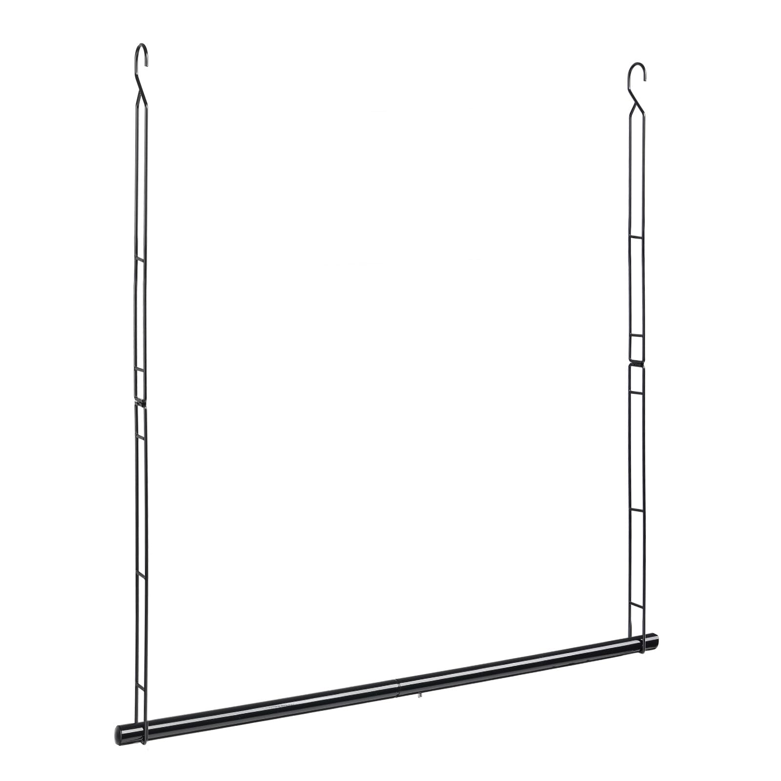 Hanging Closet Rod 48in, 6 Height Adjustable Heavy Duty Closet Rod, Black