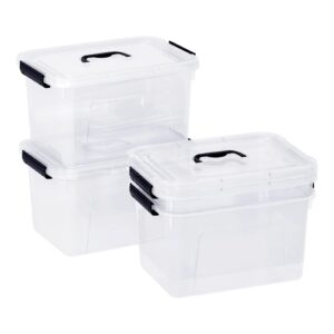 Uumitty 4-Pack 17.5 Quart Plastic Storage Bins with Lids, Stackable Storage Organizing Box with Handle, Clear