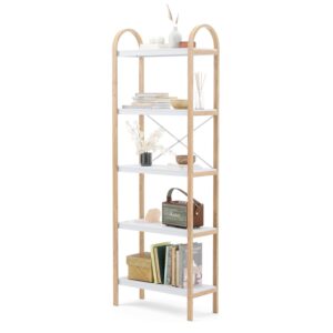 homestock sophisticated simplicity freestanding shelf 5 tier white/natural