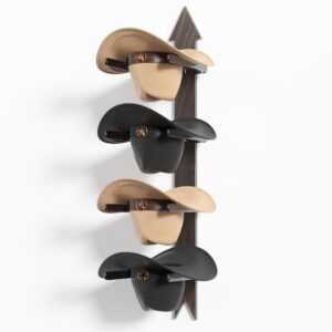 cowboy hat rack for wall, cowboy hat holder wall mount holds up to 4 hats, wooden western rustic metal cowboy hat hanger with arrow sign board, hat organizer for cowboy hat, fedora,sun hats (1 pack)