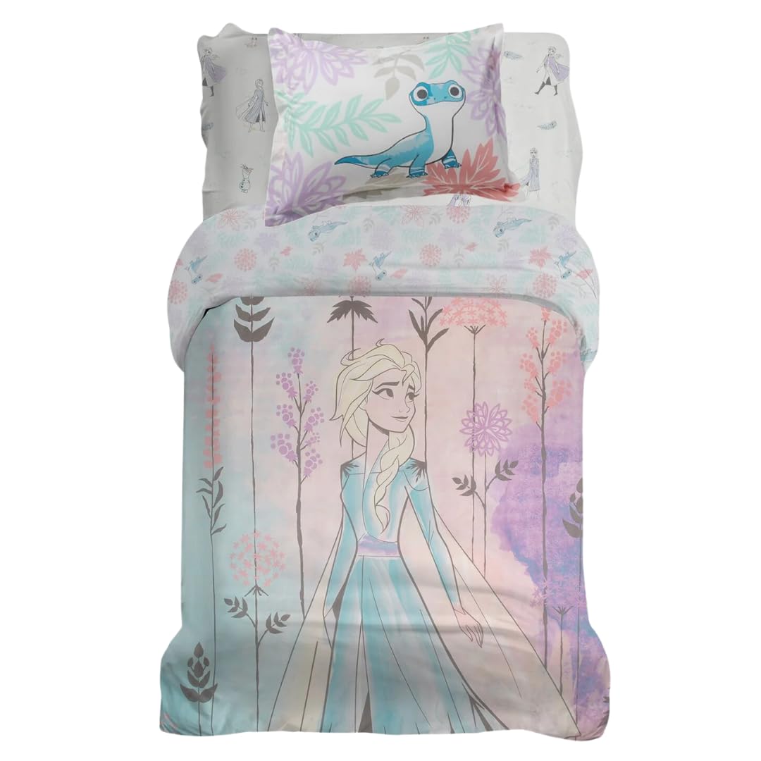 Franco Frozen 2 Kids Bedding Super Soft Premium Organic Cotton Duvet Cover with Sham, 2 Piece Twin Size, (Officially Licensed Product)