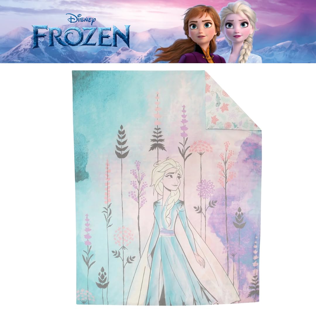 Franco Frozen 2 Kids Bedding Super Soft Premium Organic Cotton Duvet Cover with Sham, 2 Piece Twin Size, (Officially Licensed Product)