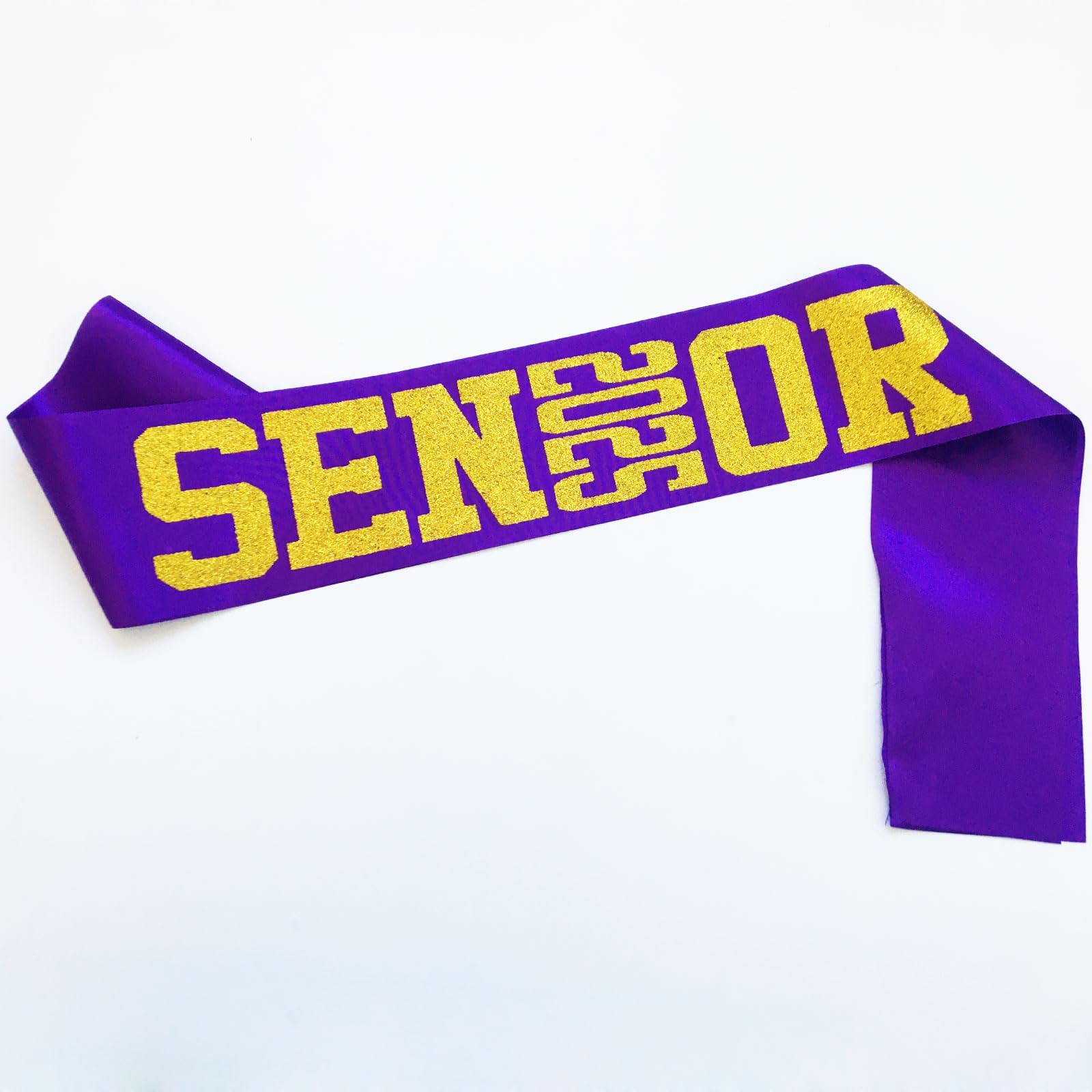 Senior Sash 2025 Purple,10 Pack Senior Cheer Sashes Gold Glitter Letter Class of 2025 Graduation Celebration Class Competition Sash Party Supplies