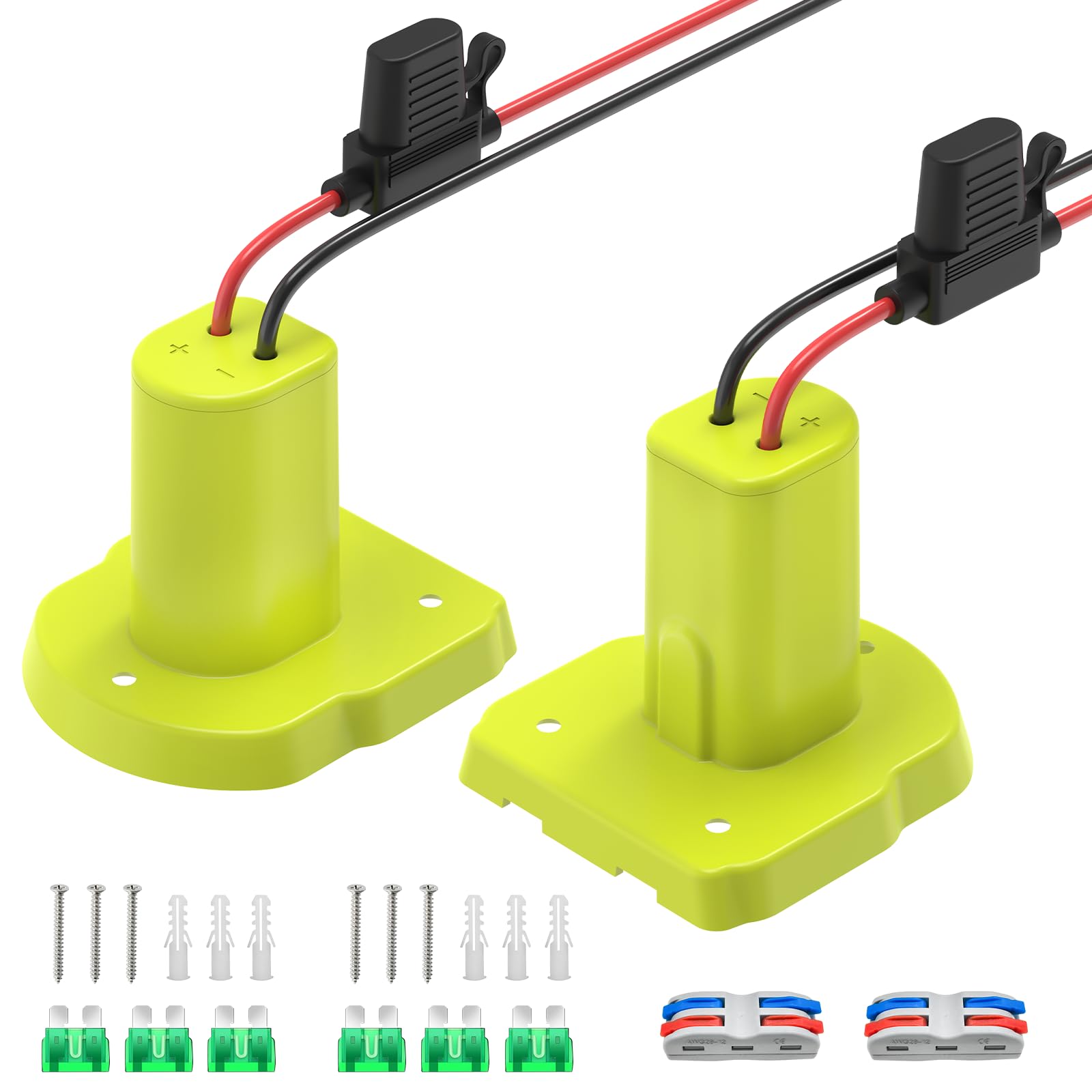 Kzreect 2 Pack Power Wheels Battery Adapter for Ryobi 18V ONE+ Batteries, Battery Converter with 12AWG Wire, Fuses Holder, 30A Fuses, Wire Terminals Kit for DIY Kids Toys Cars Camping