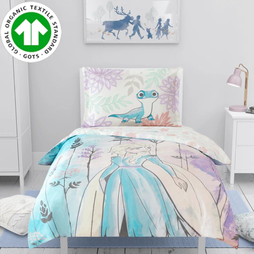 Franco Frozen 2 Kids Bedding Super Soft Premium Organic Cotton Duvet Cover with Sham, 2 Piece Twin Size, (Officially Licensed Product)