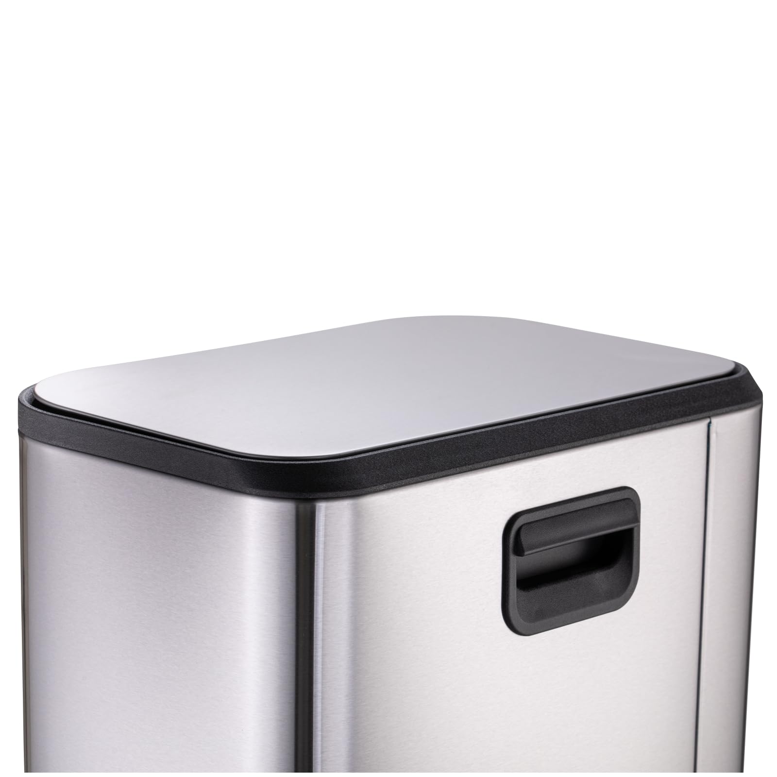 Stainless Steel 13 Gallon Trash Can, Rectangular Steel Pedal Garbage Can with Lid and Inner Buckets, Smudge Resistant Hands-Free Kitchen Waste Bin, 50 Liter