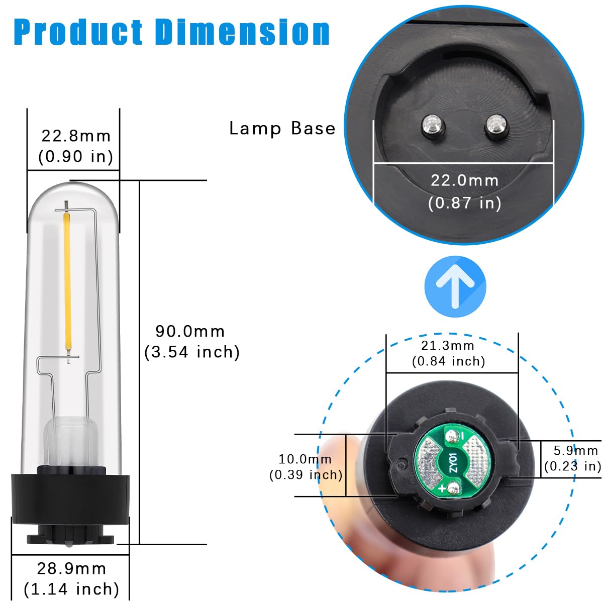 enwant LED Solar Light Replacement Bulbs, 3 Volts Filament Pathway Light Bulbs for Hampton Bay Fixtures, Warm White 3000K Solar Lightbulb Outdoor for Solar Walkway Light (5)