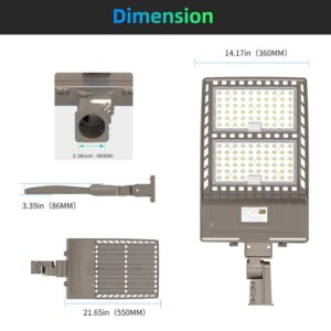 NUOGUAN 4Pcs 400W LED Parking Lot Light 56000LM with Slip Fitter, 5000K AC100-277V LED Shoebox Light, UL DLC ETL Listed, IP65 Waterproof Commercial Street Area Lighting for Parking Lot, Gym, Driveway