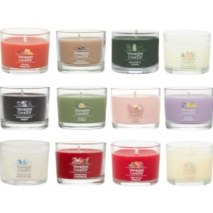 Yankee Candle Signature Votive Mini Candle Jars 12 Days of Christmas Candle Advent Calendar Variety Pack, Natural Soy Wax Blend Candle with Natural Fiber Wick, 1.3 OZ Glass Jar (Pack of 12)