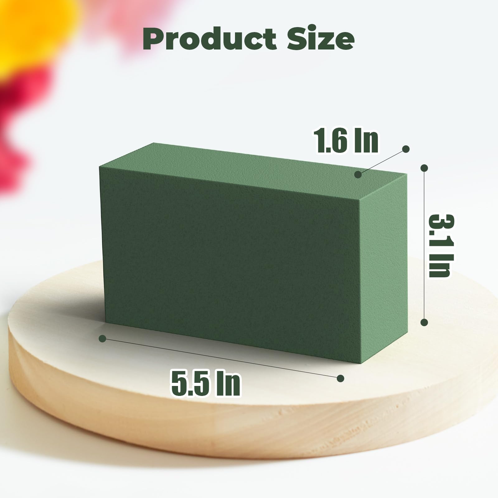 Upgraded 6 Pack Floral Flower Foam Blocks, Green Plant Foam for Flower Arrangements, Wet & Dry Florist Foam Styrofoam for Fresh and Artificial Flowers (5.5"L X 3.1"W X 1.6"H)