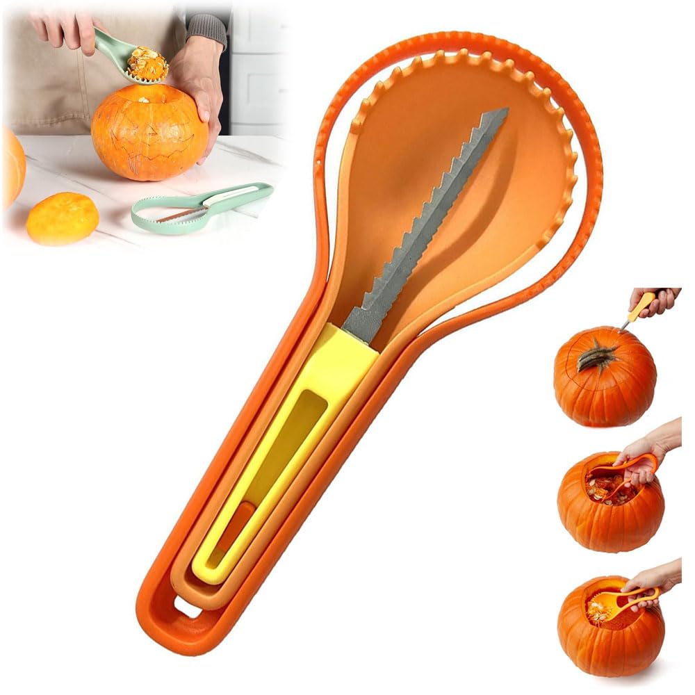 3-in-1 Nesting Pumpkin Tool Set,Halloween Pumpkin Carving Tools,Portable Multifunctional Pumpkin Cutting Supplies,Halloween Professional Pumpkin Carving Kit for for Halloween Door Decorations