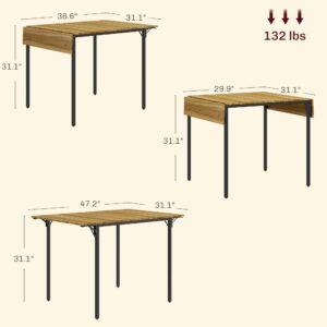 HOMCOM Industrial Folding Dining Table for 2 to 4, Space Saving Drop Leaf Kitchen Table for Small Spaces, Walnut