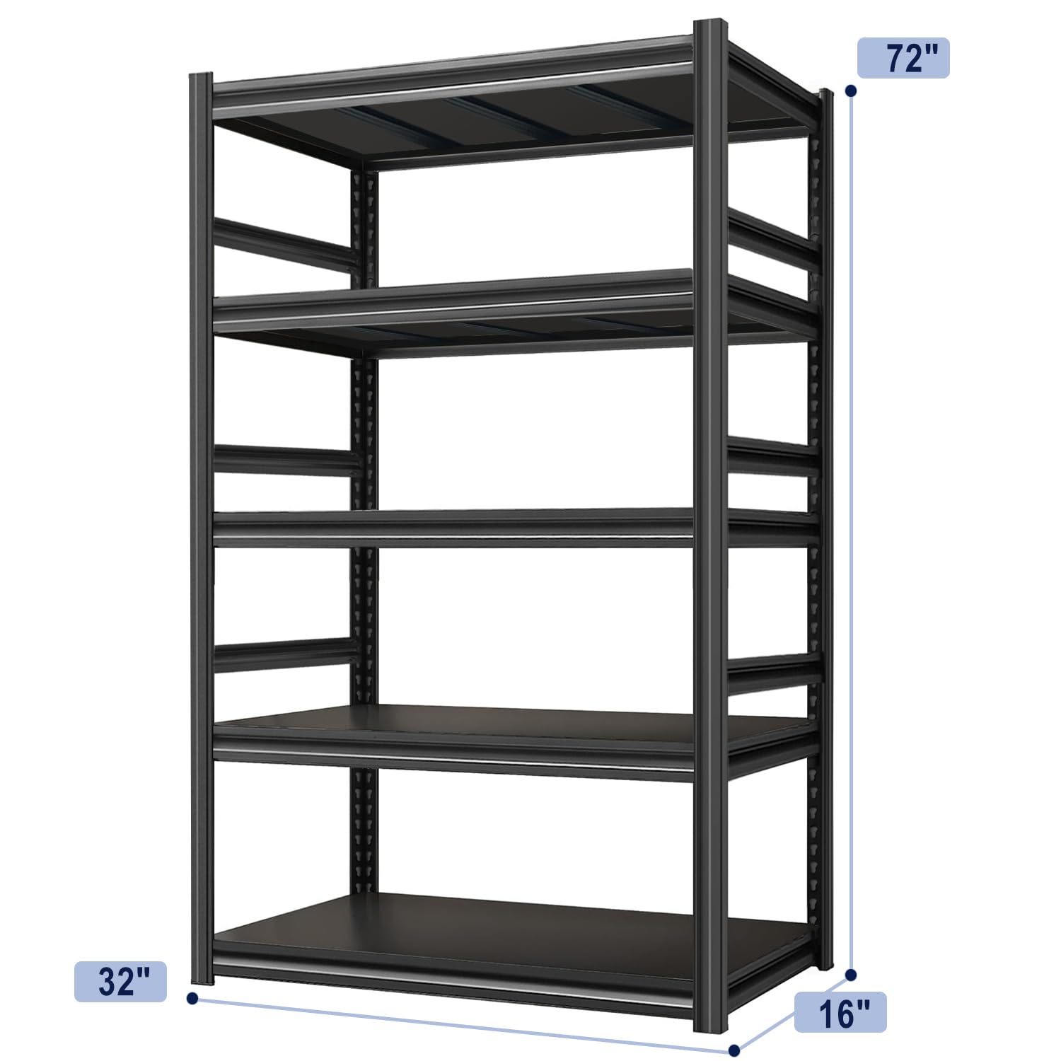 Sajanic Adjustable Garage Shelving Metal Storage Shelves Heavy Duty, 5 Tier Shelving Units and Storage, 2000LBS Boltless Shelving 16" W x 32" D x 72" H