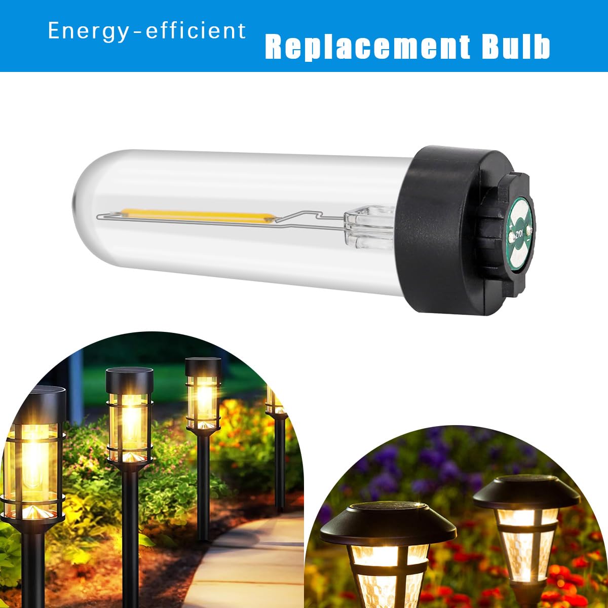 enwant LED Solar Light Replacement Bulbs, 3 Volts Filament Pathway Light Bulbs for Hampton Bay Fixtures, Warm White 3000K Solar Lightbulb Outdoor for Solar Walkway Light (5)