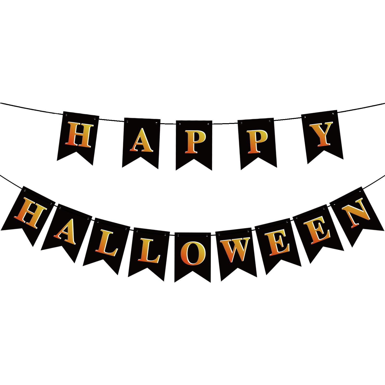 FALIZIFU Happy Halloween Banner Black Happy Halloween Sign Happy Halloween Flag for Mantle Fireplace Halloween Theme Party Supplies Wall Door Bunting Banner