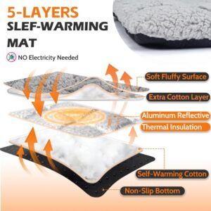 Self Warming Cat Bed Self Heating Cat Dog Mat 24 x 18 inch Soft & Fluffy Cat Bed Noiseless Thermal Pet Pad for Indoor Outdoor Pets with Removable Cover Non-Slip Bottom (29.5"L x 18.9"W x 1.2"Th)