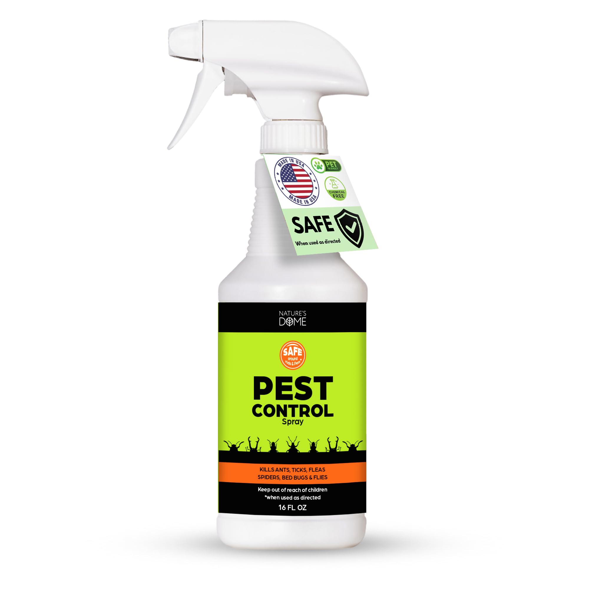 Nature's Dome Eco-Friendly Pest Control Spray – 16 oz – Ant, Roach, Spider, Fly, Flea and Insect Control with Natural Essential Oils – Fast-Acting, Child & Pet Safe for Indoor & Outdoor Use