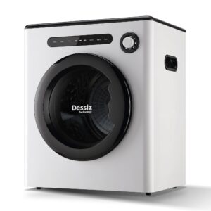 dessiz 110v portable clothes dryers 970w compact dryer 1.6cu.ft front load stainless steel electric dryers machine with exhaust pipe for apartment,rvs,dorms,auto stop and easy control