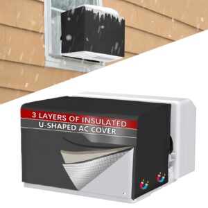 20"l x 13.5"h x 12.5"d outdoor window air conditioner cover for midea u-shaped air conditioner 8000/10000/120000 btu, 3 layers insulation ac cover for midea , air conditioner covers for outside, black