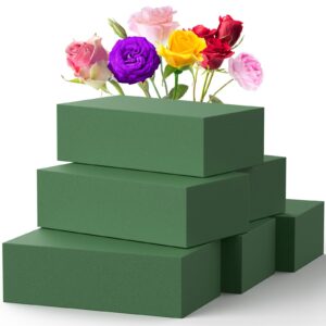 upgraded 6 pack floral flower foam blocks, green plant foam for flower arrangements, wet & dry florist foam styrofoam for fresh and artificial flowers (5.5"l x 3.1"w x 1.6"h)