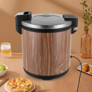 100-Cup 23L Electric Rice Warmer 110W Commercial Food Warmer with Warm Function Only, Heavy Duty Stainless Steel Restaurant Rice Warmer with Temperature Control (Wood)