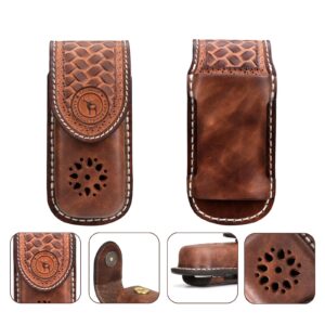 Tourbon Multitool Sheath with Belt Loop One-Piece Molded Leather Knife Pouch Holster EDC Belts Organizer Magnetic Closure