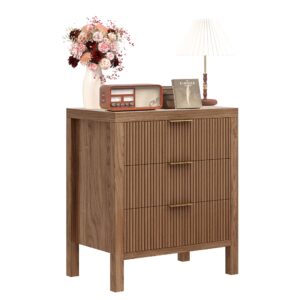 JZXSHD Nightstand with 6 Drawers, Dresser and Nightstand Sets, Bedside Tables, Mid Century Nightstands with 6 Wide Drawers for Bedroom, Kids’ Room, Hallway, （Walnut X 2pcs）