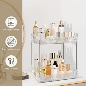 TENDER EPOCH 2-Tier Bathroom Counter Organizer Countertop Storage, Dresser Organizer Vanity Tray for Makeup, Perfume Organizer Cosmetics Skincare Shelf Organizer - Clear