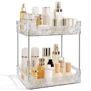 tender epoch 2-tier bathroom counter organizer countertop storage, dresser organizer vanity tray for makeup, perfume organizer cosmetics skincare shelf organizer - clear