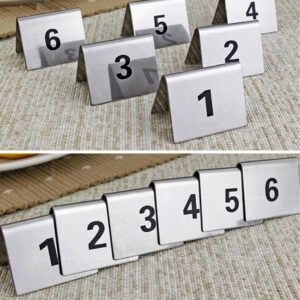 Stainless Steel Table Numbers, 1-10/25/50/100 Restaurant Digital Number Plate Tabletop Number Stackable, Wedding Birthday Marriage Party Supplies(1 to 25)