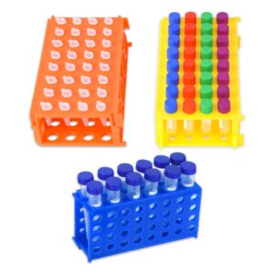 plastic lab test tube rack lab tube holder centrifuge tube rack laboratory multifunctional stand storage (3 color, 3units 6.73inchx3.74inchx1.96inch)