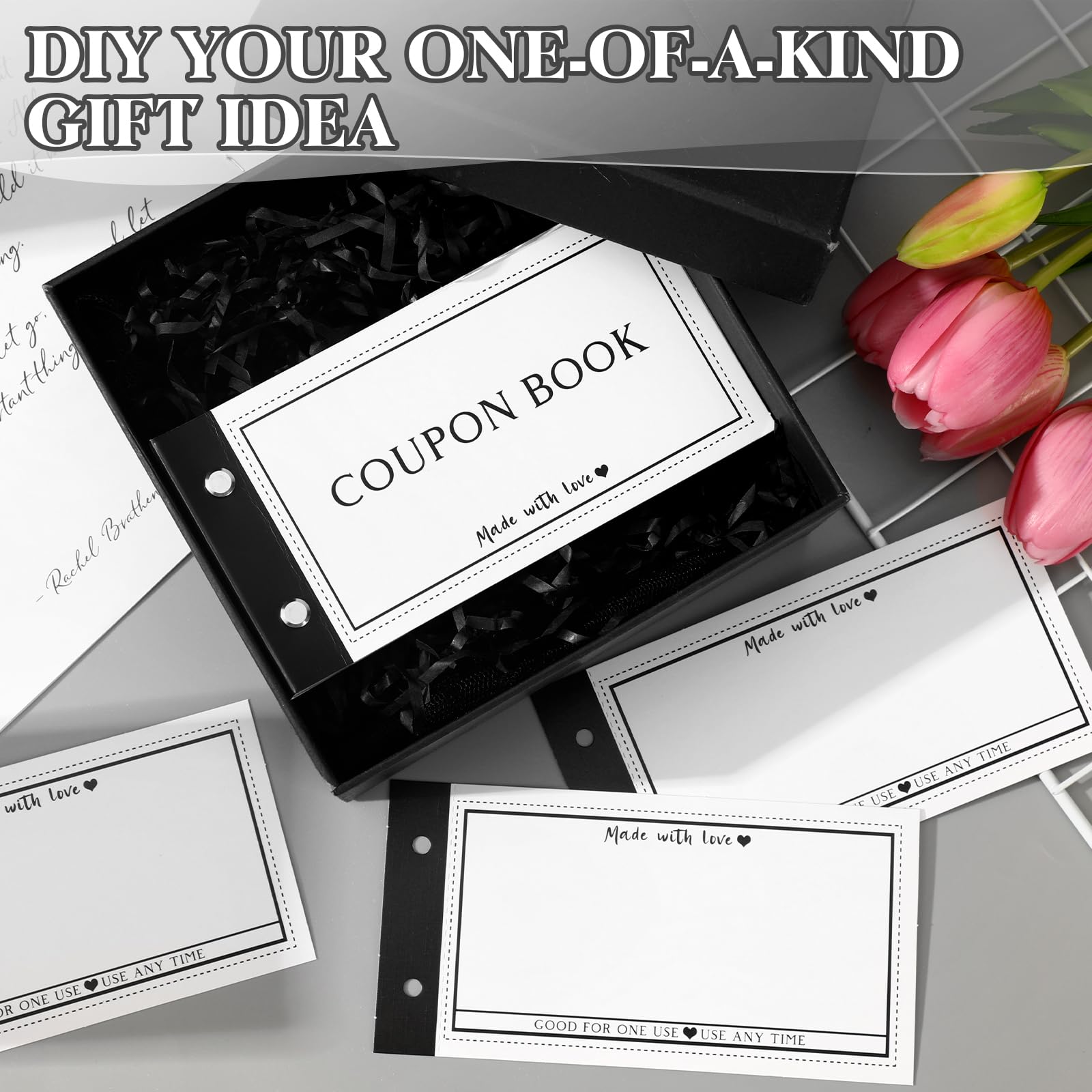 JULEASEL Blank Coupon Book for Him Her, 30 Personalized Vouchers Booklet for All Occasions | Unique Birthday Gifts, Fill In Your Own Coupon Ideas for Wife Husband Girlfriend Boyfriend Best Friend