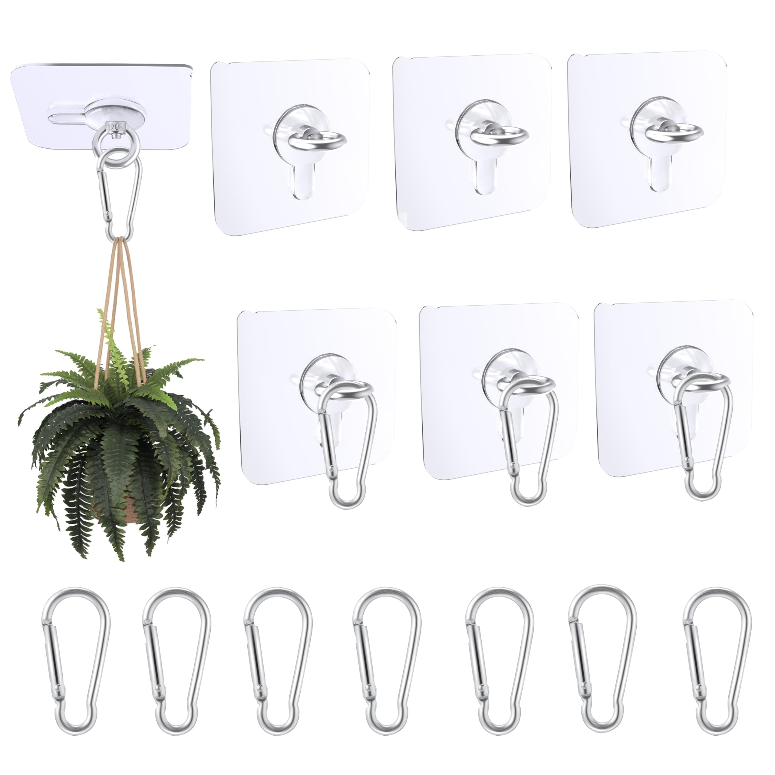 QoTang 12 PCS Heavy Duty Ceiling Hooks, No Drill Adhesive Wall Hooks, 2.2 Inch Ceiling Wall Hangers Wall Hanging Auxiliary Hook for Indoor Outdoor Hanging Plants Light Lanterns Wind Chimes