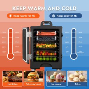 81QT Food Warmer with Wheels,Insulated Food Pan Carrier LLDPE Food Box Carrier Commercial Hot Box Food Warmer for Catering,Front Loading Food Warmer for Restaurant, Canteen, Buffet