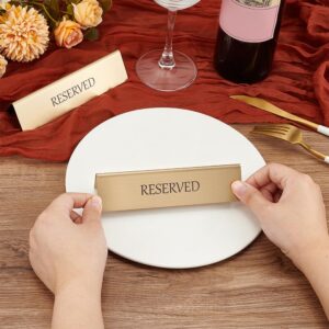 OLYCRAFT 6Pcs Reserved Table Signs Stainless Steel Table Top Reserved Sign Gold Reservation Seat Signs Reservation Table Tent Signs for Restaurant Wedding Office Meeting Party 1.5x5.9x1.3 Inch