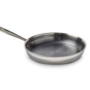 T-fal HybridMesh Tri-Ply Stainless Steel Fry Pan 12 Inch, Induction Oven Safe 500F, Metal Utensil Safe, Platinum Non Stick, Ideal For Searing, Sauteing & Frying, Cookware, Dishwasher Safe Silver/Black